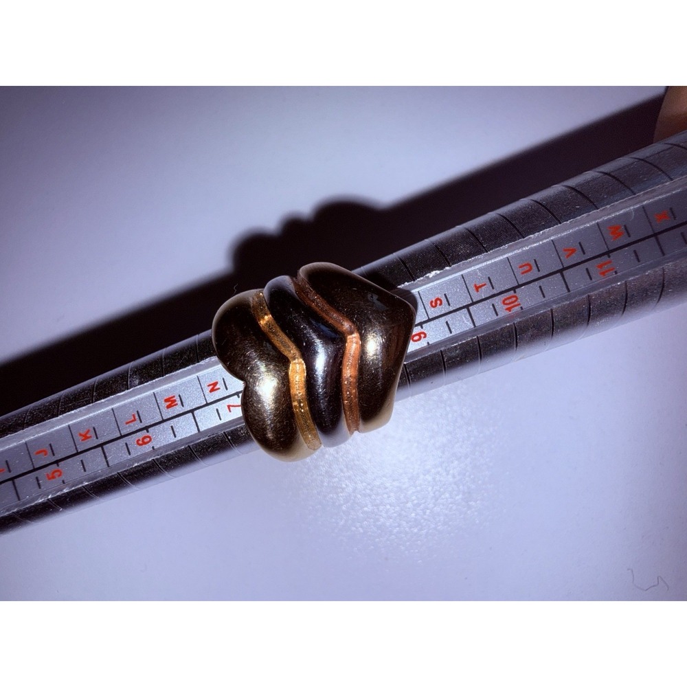 Vintage Chunky 18K GE Gold Plated Two Tone V Style Ring Sz 8